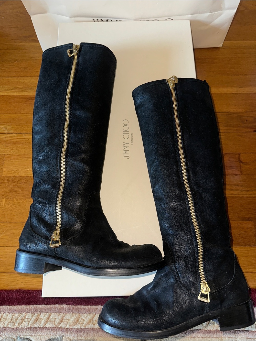 Jimmy Choo “Doreen” Rugged Black Suede